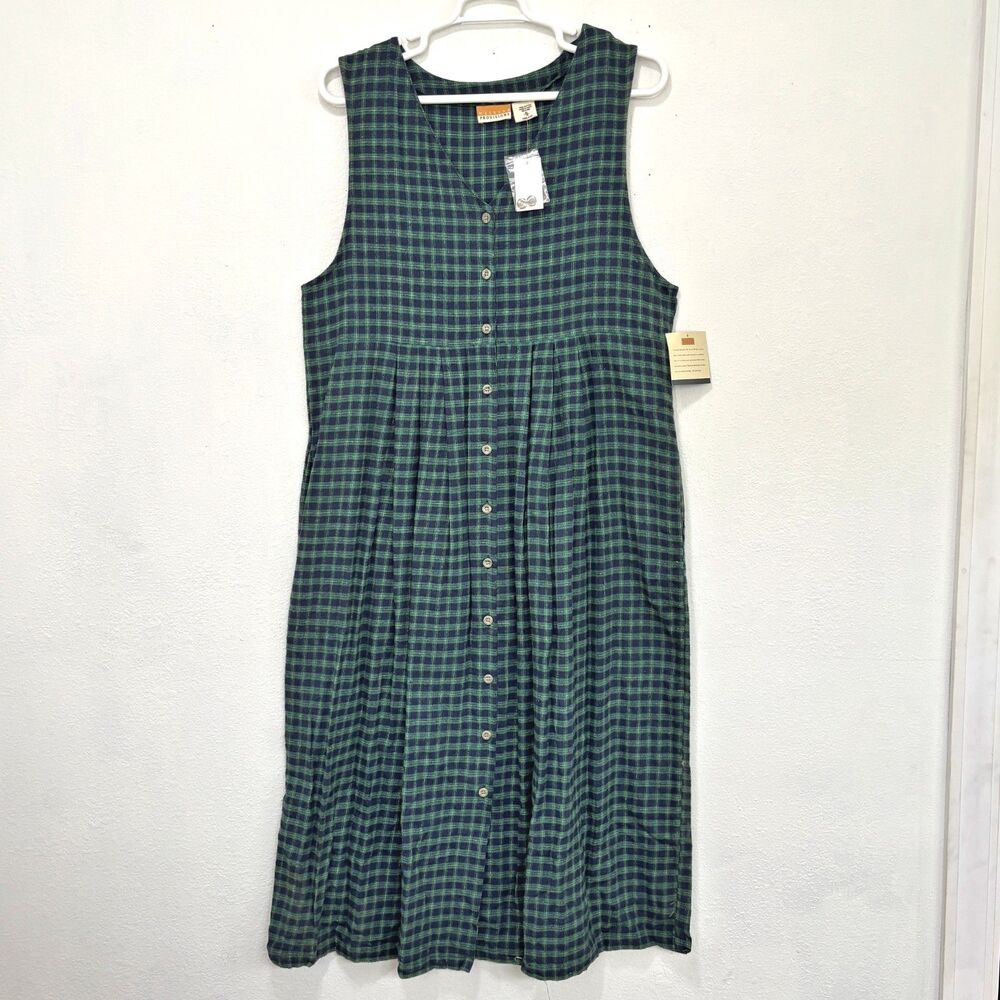 Womens Dark Academia Plaid Jumper Midi Dress XL Modest Teacher 90s Fall Cottage